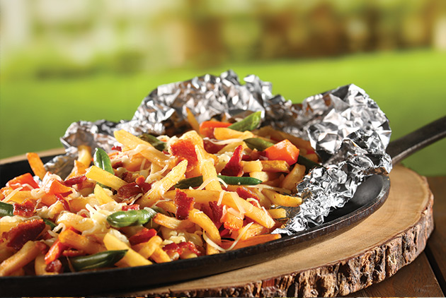 Grilled Foil Pack Veggie Cheese Fries