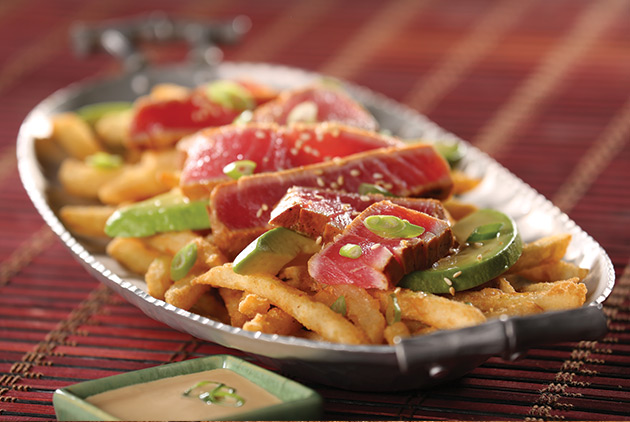 Seared Tuna and Wasabi Drizzled Fries